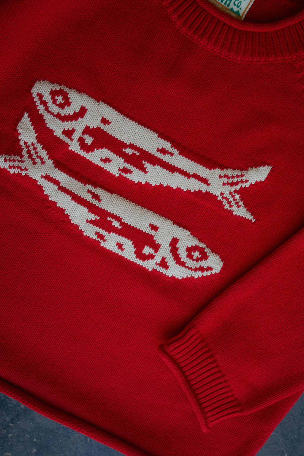 Red Cotton Fish Rollneck Sweater