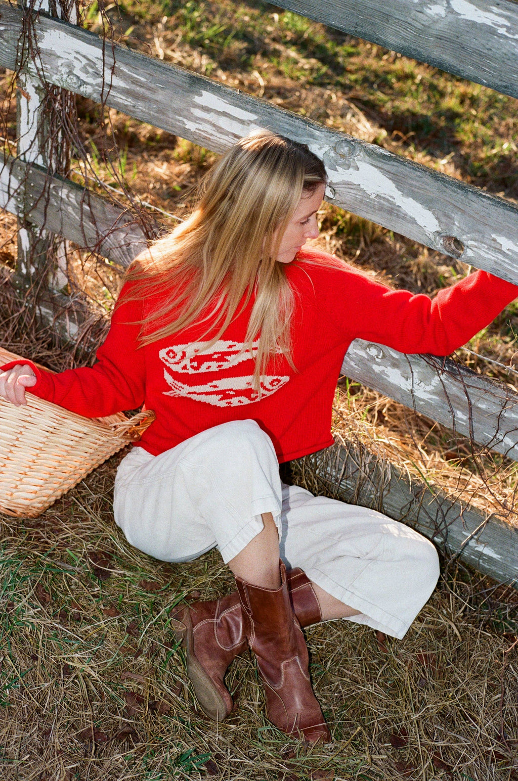 Red Cotton Fish Rollneck Sweater