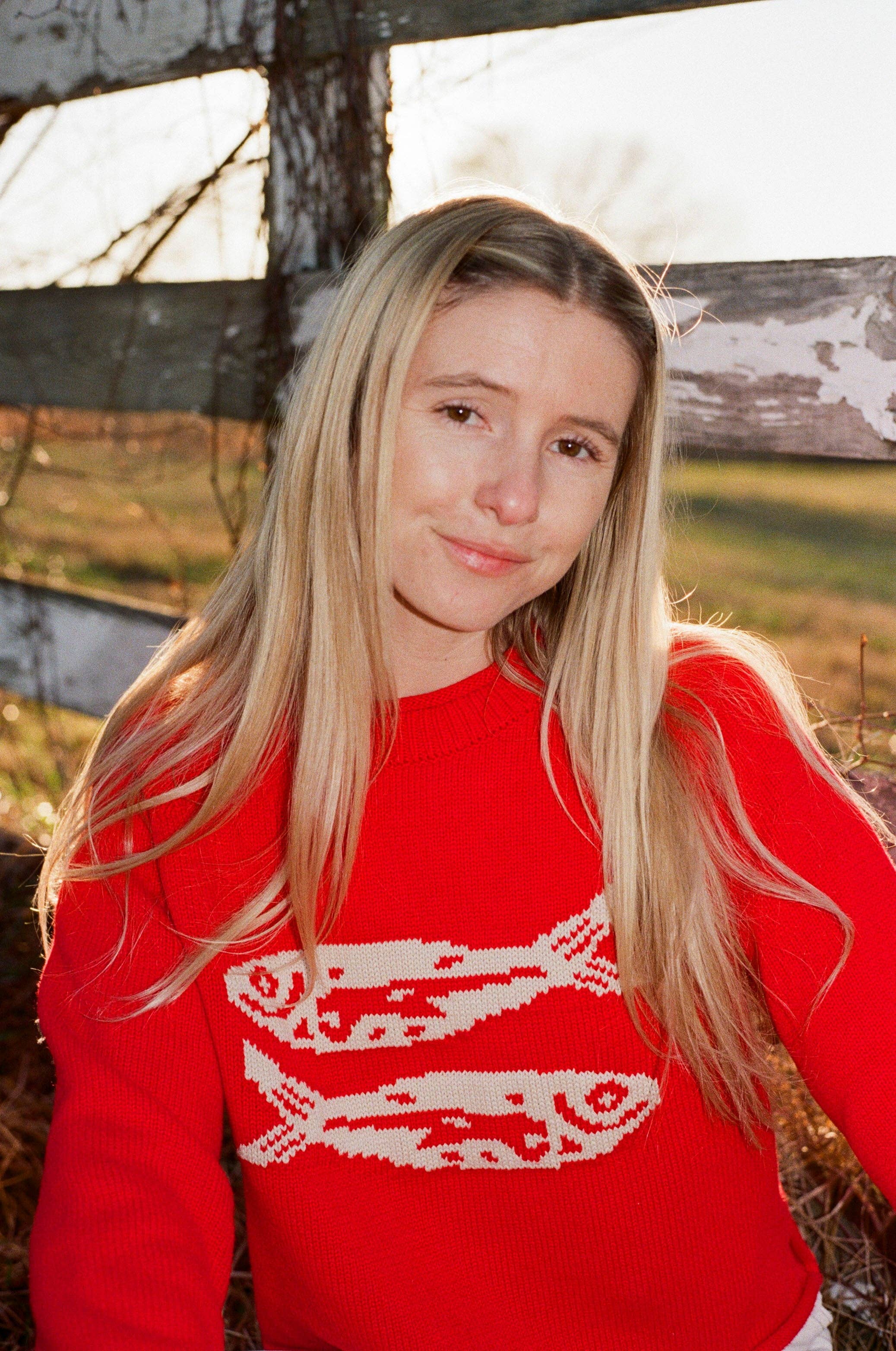 Red Cotton Fish Rollneck Sweater