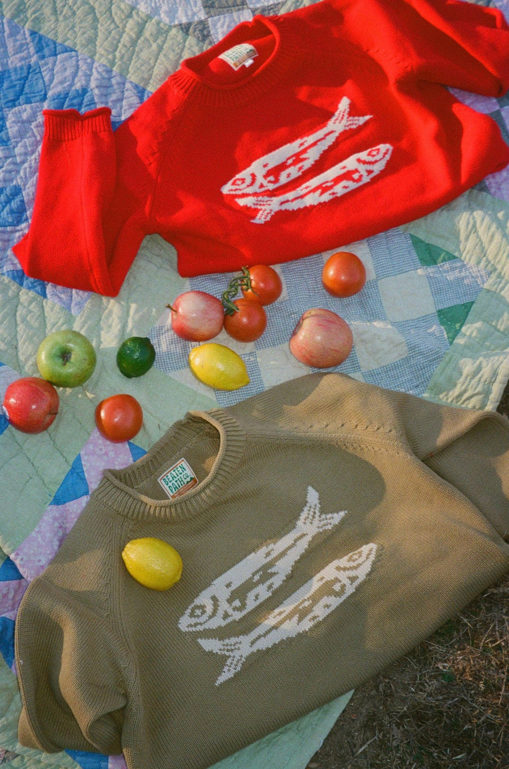 Red Cotton Fish Rollneck Sweater