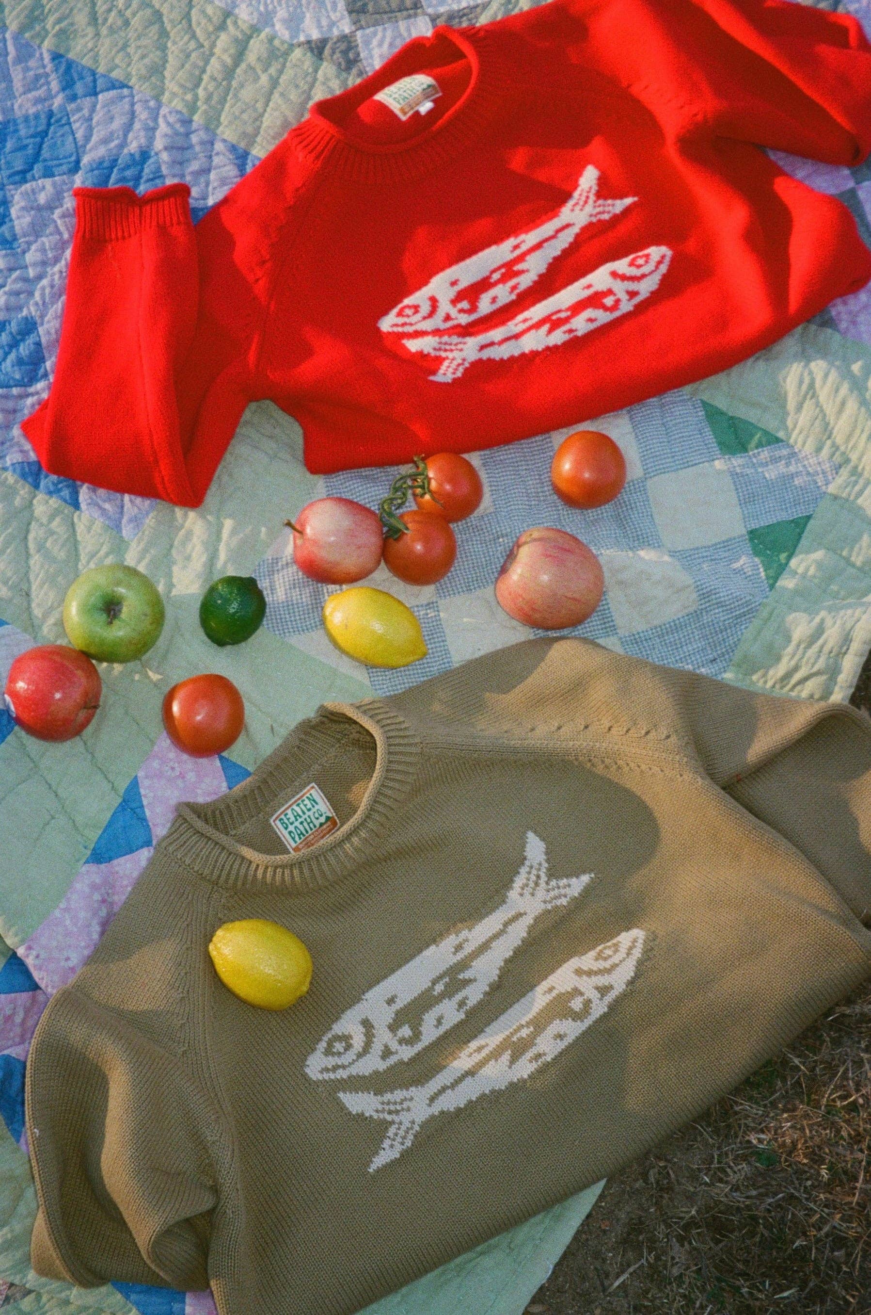 Red Cotton Fish Rollneck Sweater