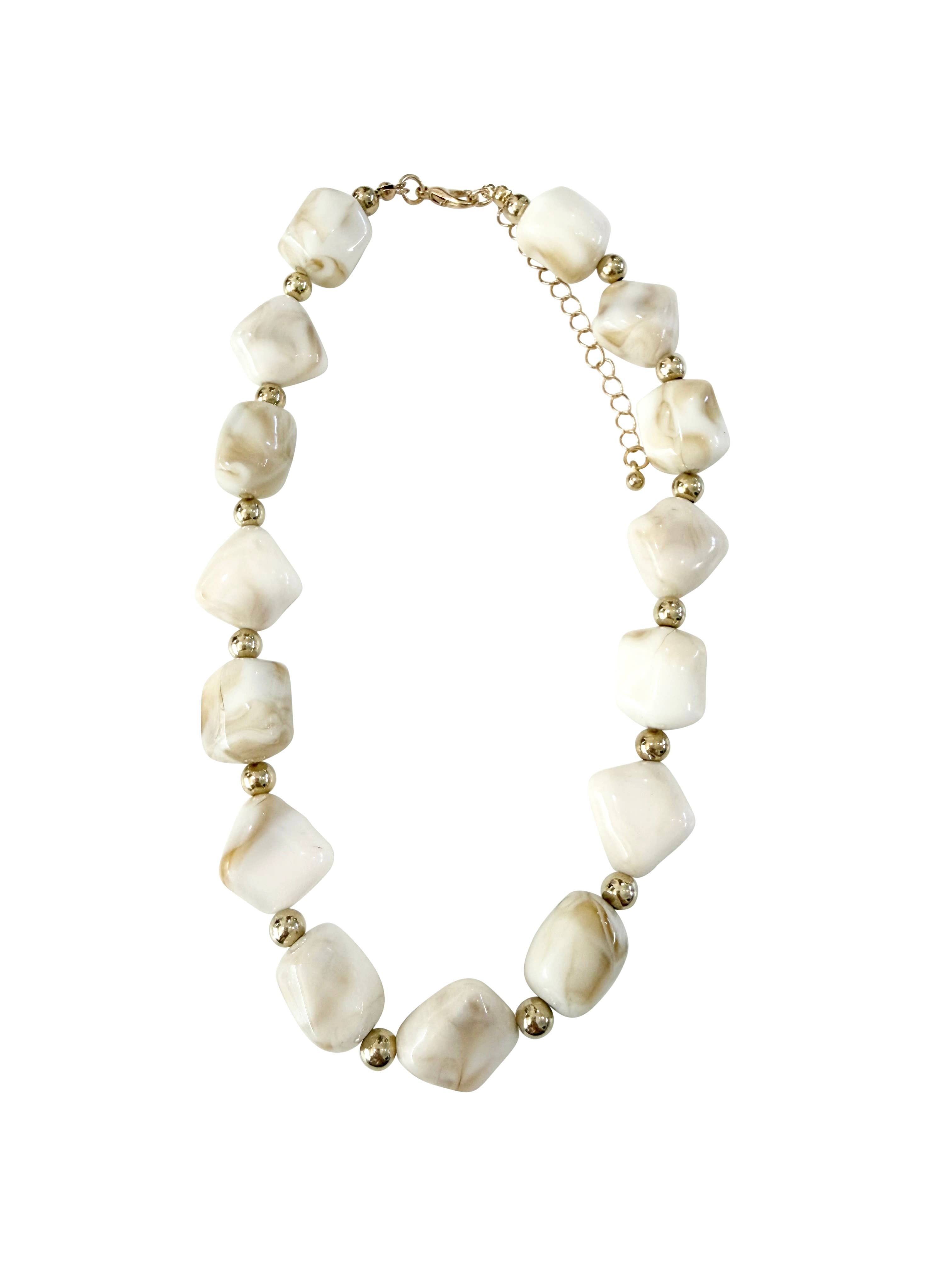 Evelyn Cream Beaded Necklace