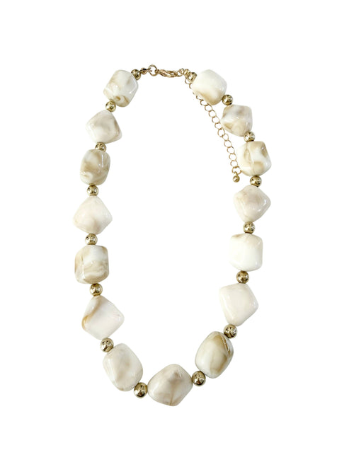 Evelyn Cream Beaded Necklace