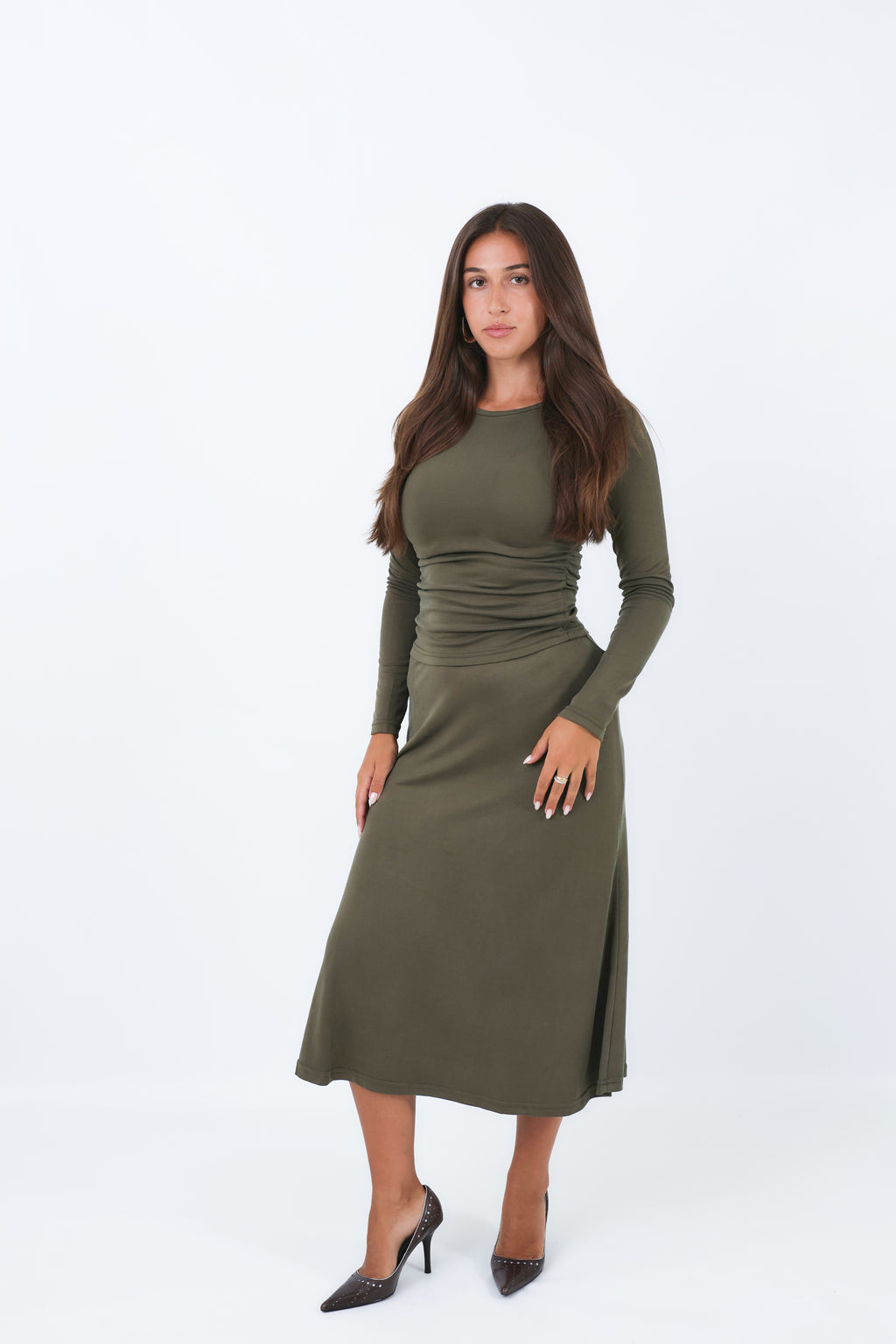 The Rachel Top | Ruched Waist Long Sleeve Top