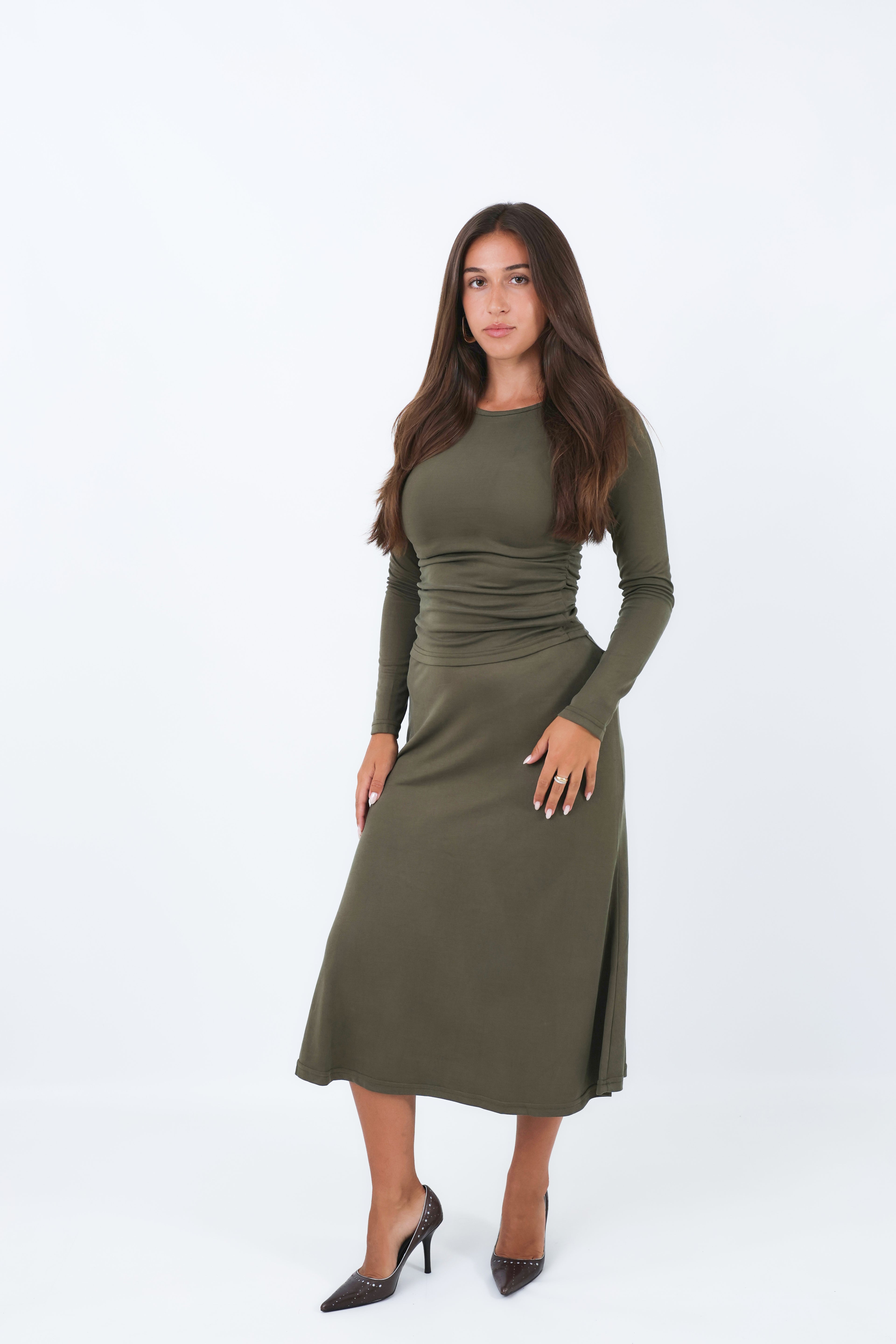 The Rachel Top | Ruched Waist Long Sleeve Top