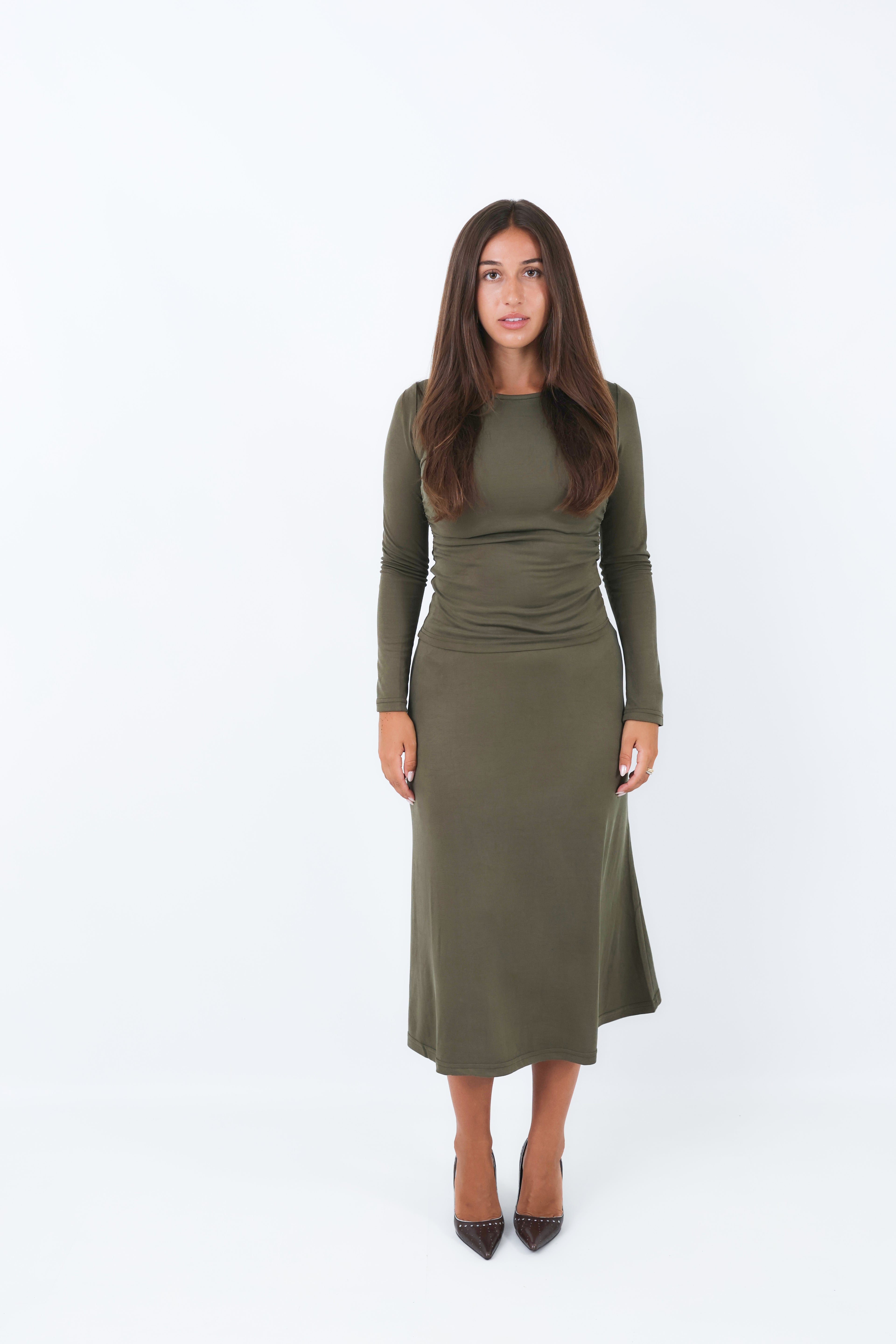 The Rachel Top | Ruched Waist Long Sleeve Top