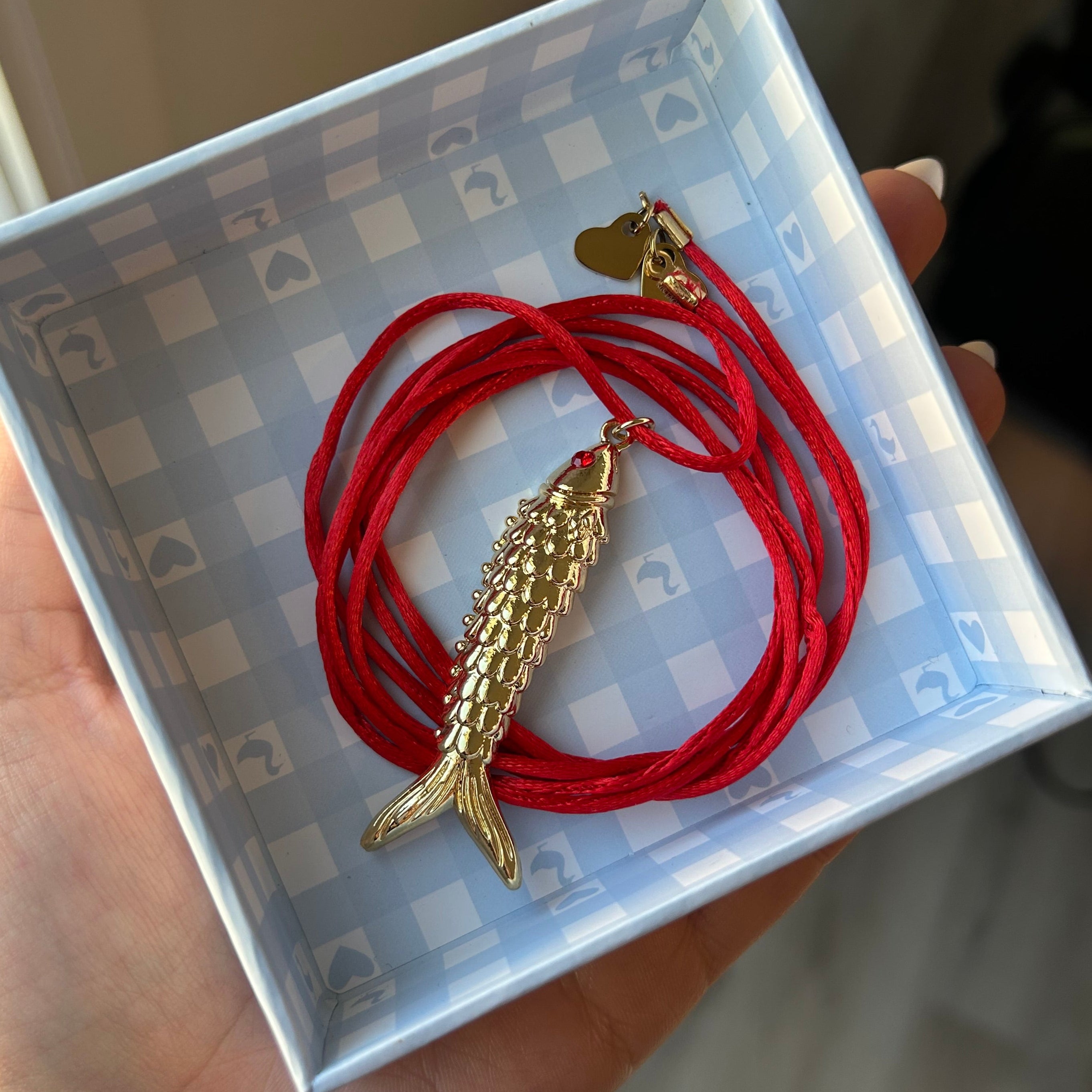 Fish Charm Silk Necklace