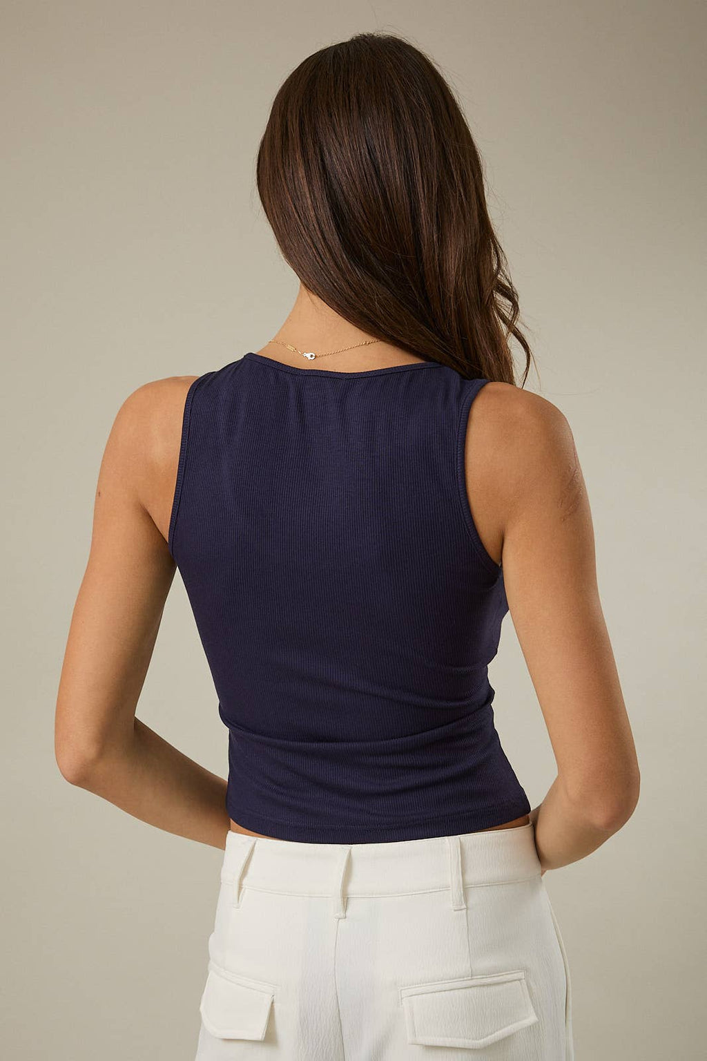 Chili Embroidered Ribbed Tank Top