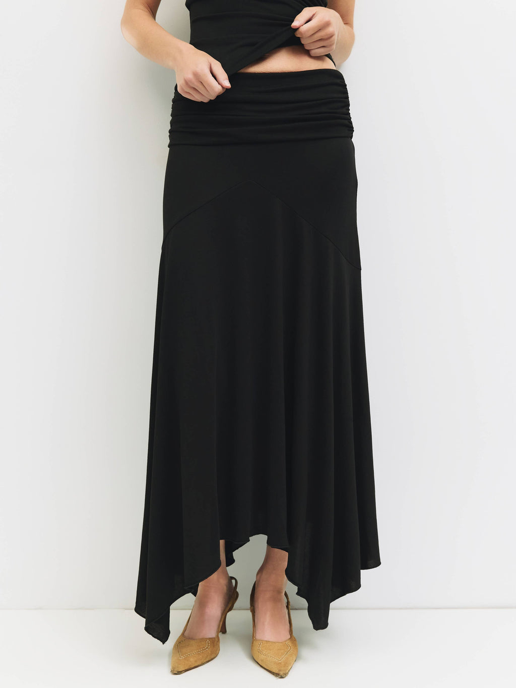 The Stephanie Skirt | Wrapped Jersey Midi Skirt