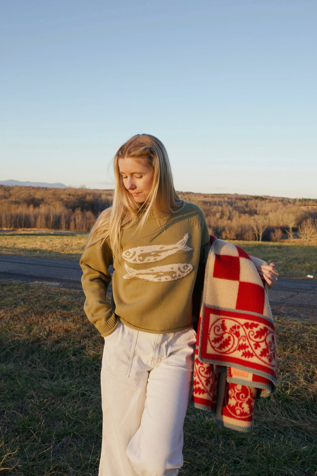 Green Cotton Fish Rollneck Sweater