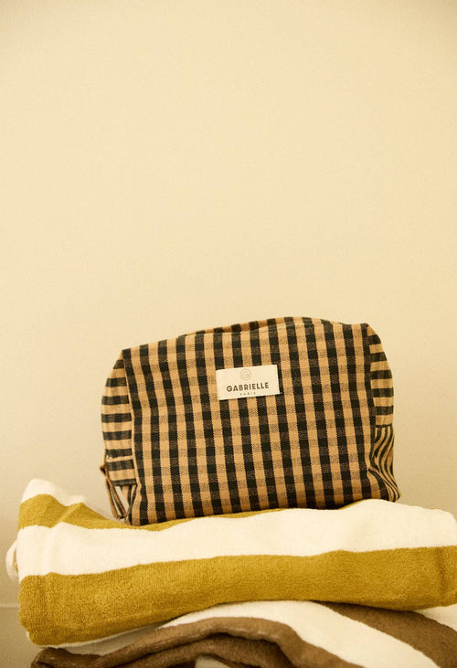 Gingham Cotton Toiletry Bag
