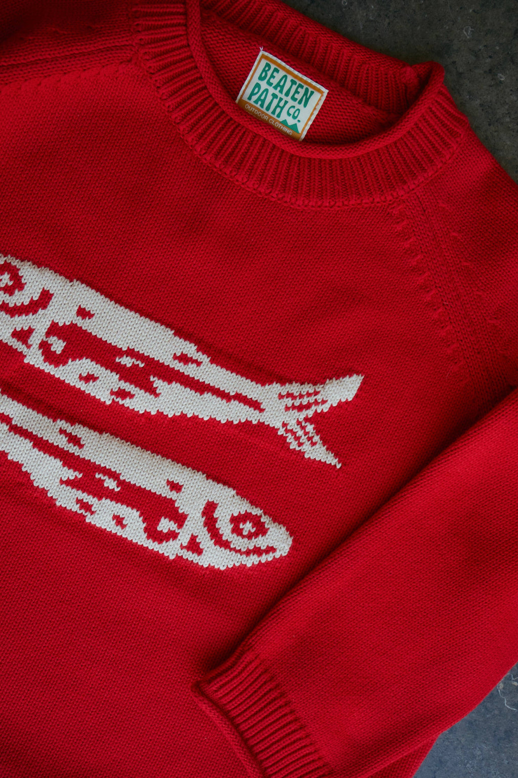 Red Cotton Fish Rollneck Sweater